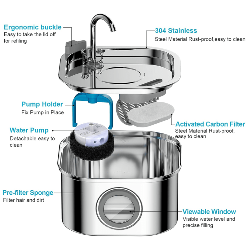 Cat Water Fountain Stainless Steel